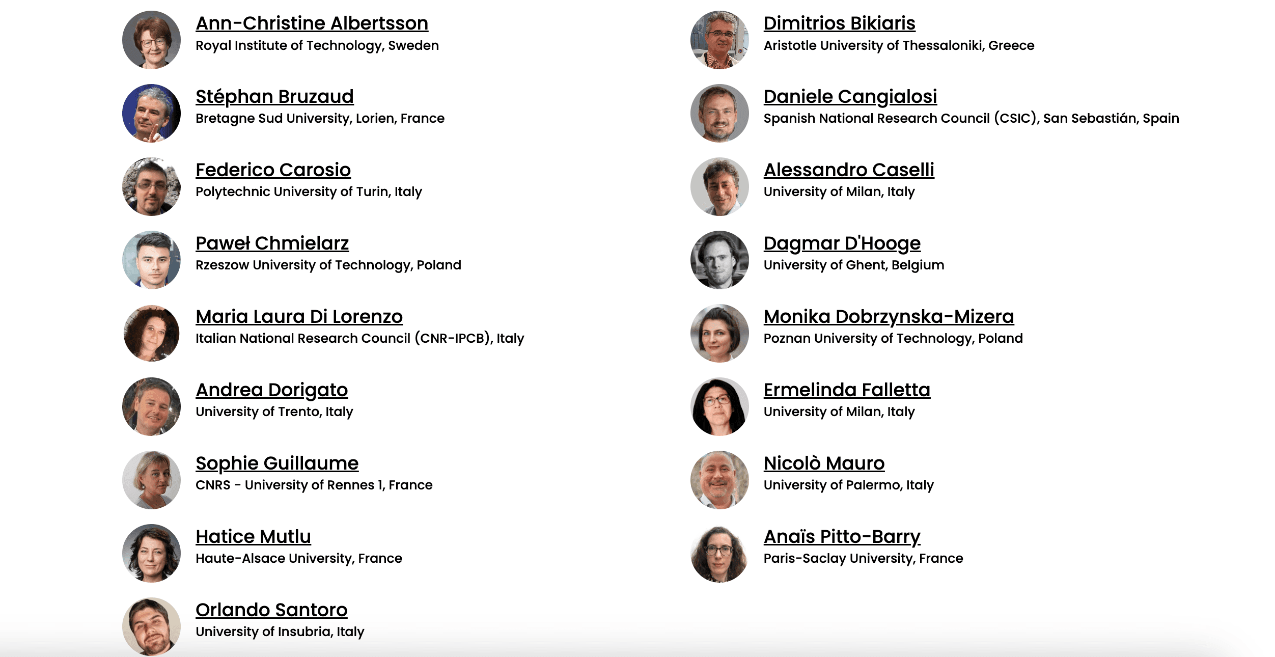 The scientific committee of Milan Polymer Days 2024 